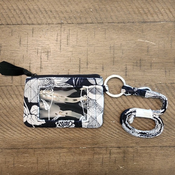 Vera Bradley Top Zip ID Key FOB Quilted Case Coin Change Purse New - Picture 1 of 3